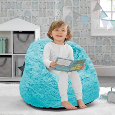 Delta Children Cozee Fluffy Chair, Toddler Size, Aqua Blue, large