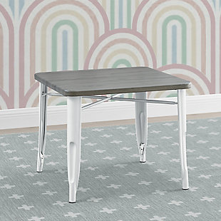 The perfect foundation for fun and learning, the Bistro Table from Delta Children features a printed wood grain top that sits on top of painted metal legs. Whether your child uses it for art projects, tea parties, snack time or homework, this kids play table will enhance their sense of wonder no matter what activity they use it for. Sized just right for your growing child - the generous 20-inch height of this sturdy play table ensures it can be used for many years. The table’s fun mixed material construction will complement existing bedroom, playroom or living room decor, easily allowing you to create a space that works for kids and adults alike. Rubber feet on table’s legs protect the floor from scratches. Recommended for ages 3 and older.QUALITY MATERIAL: Made of metal and TSCA compliant engineered wood. For indoor use only. Durable and easy to clean finish; wipe with damp cloth and dry immediately | COORDINATING ITEMS: Pair this table with the matching 2pc chair set to complete your set, sold separately | SAFE OPTION: We know chemicals have no place in your house, so our finishes are tested for lead and other toxic elements to meet or exceed government and ASTM safety standards. Rubber feet to protect floor surfaces  | ASSEMBLY: Assembly for this table is required | For any questions regarding Delta Children products, please contact consumersupport@deltachildren.com Monday to Friday, 8:30 a.m. to 6 p.m. (EST)
