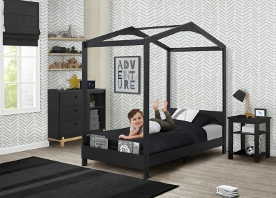 Delta Children Poppy House Twin Bed, Midnight Gray, large