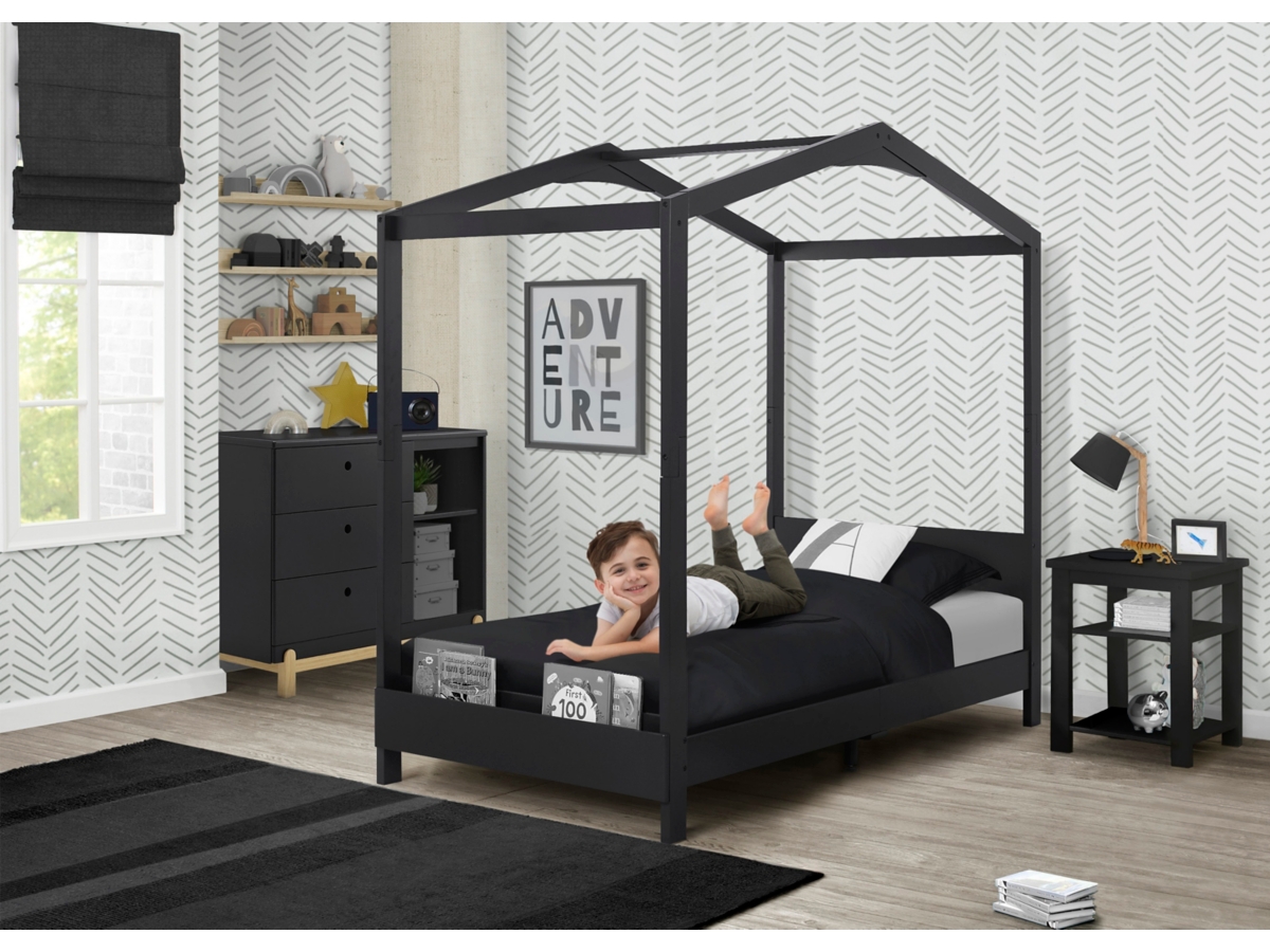 Delta Children Poppy House Twin Bed, Midnight Gray, large
