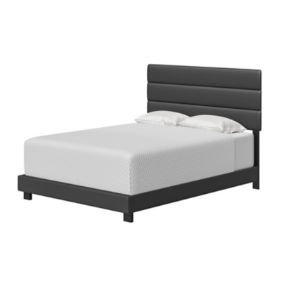 Brayan King Upholstered Faux Leather Platform Bed, Black, large