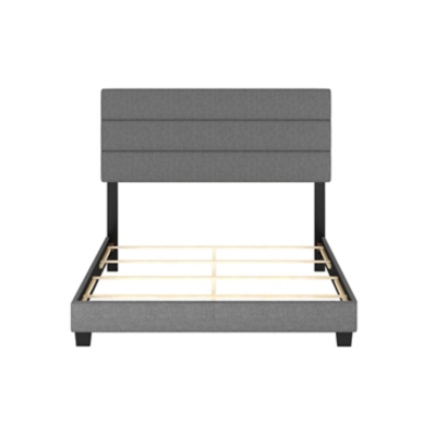 Brayan Upholstered Linen Platform Bed - Thumbnail 4