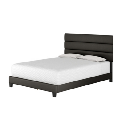 Premier rapallo upholstered faux leather tri on sale panel channel headboard platform bed frame