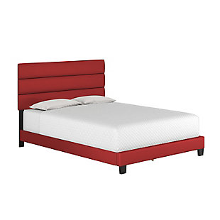 Harrianna Queen Upholstered Faux Leather Platform Bed, Red, large