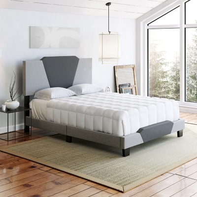 Talulah King Upholstered Linen Platform Bed, Gray