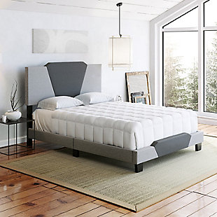 Talulah King Upholstered Linen Platform Bed, Gray, rollover