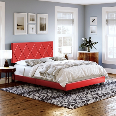 Destry Queen Upholstered Faux Leather Platform Bed