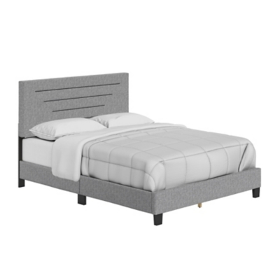 Aurelius King Upholstered Linen Platform Bed, Gray, large