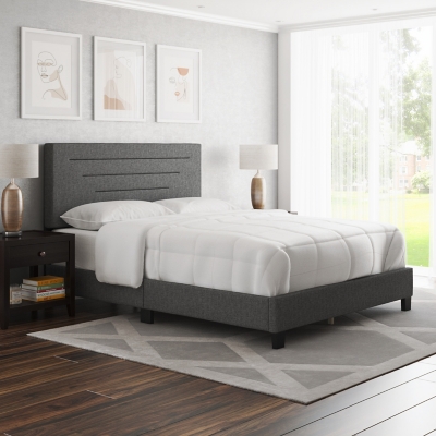 B600005801 Aurelius Upholstered Linen Platform Bed, Charcoal sku B600005801