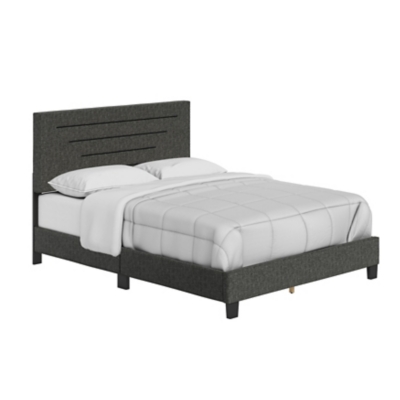 Aurelius Upholstered Linen Platform Bed, Charcoal, grid