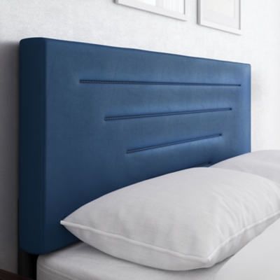 Aurelius Queen Upholstered Faux Leather Platform Bed, Blue, large