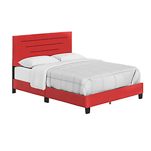Aurelius Queen Upholstered Faux Leather Platform Bed, Red, large