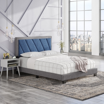 B600005806 Soren King Upholstered Linen Platform Bed, Gray sku B600005806