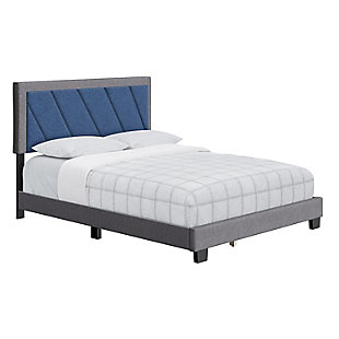 Soren King Upholstered Linen Platform Bed, Gray, large
