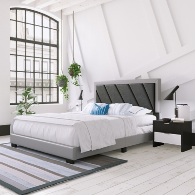 Soren King Upholstered Faux Leather Platform Bed