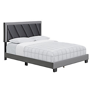 Soren King Upholstered Faux Leather Platform Bed, Black/Gray, large