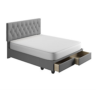 Amandine  Queen Upholstered Linen Storage Bed, Gray, large
