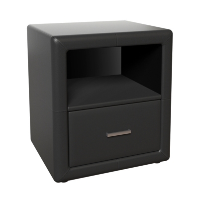 Coven Upholstered Faux Leather, Black Faux Leather Nightstand