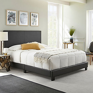 Boyd Sleep Fiona Full Upholstered Faux Leather Platform Bed, Charcoal, rollover