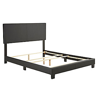 Boyd Sleep Fiona Full Upholstered Faux Leather Platform Bed, Charcoal, large