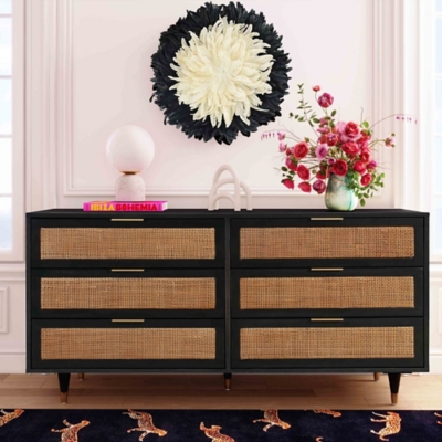 TOV Funiture Sierra Noir 6 Drawer Dresser, Black/Brown, rollover