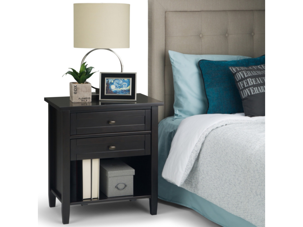 Simpli Home Rustic Nightstand, Brown/Beige, large