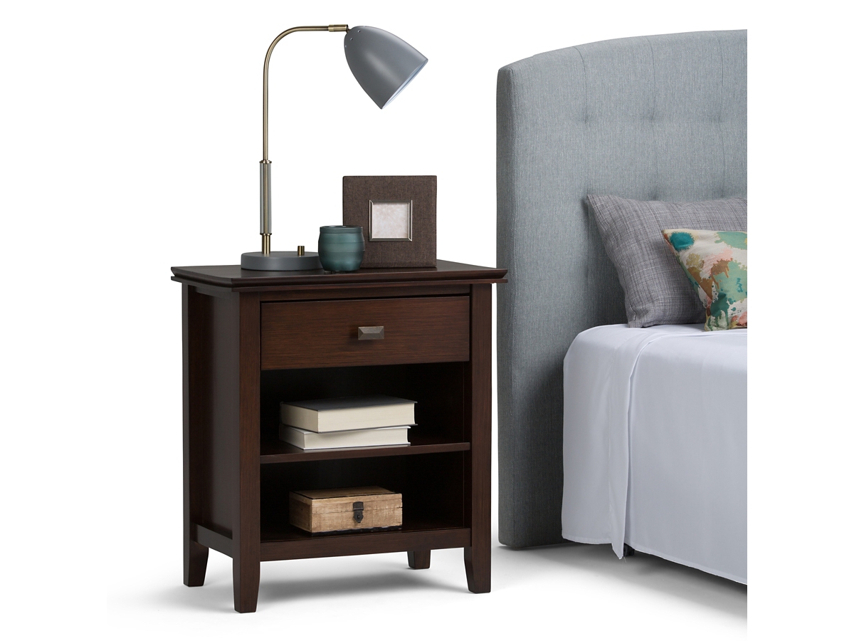 Simpli Home Artisan 24" 1 Drawer Nightstand, Russet Brown, large