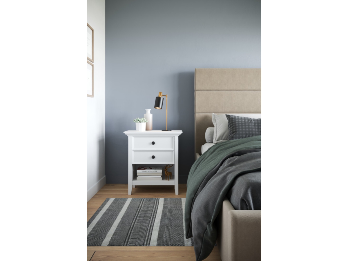 Simpli Home Transitional Nightstand, White, large