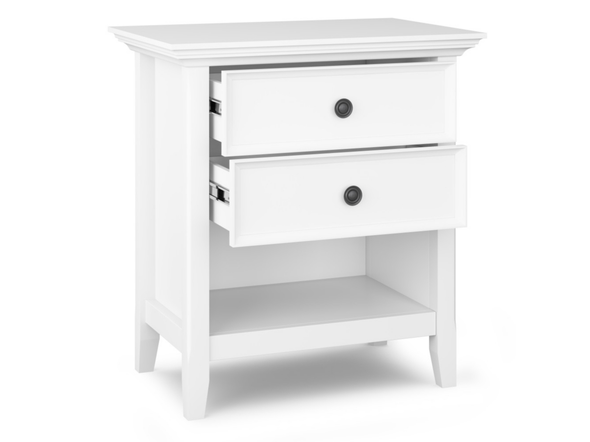 Simpli Home Transitional Nightstand, White, large