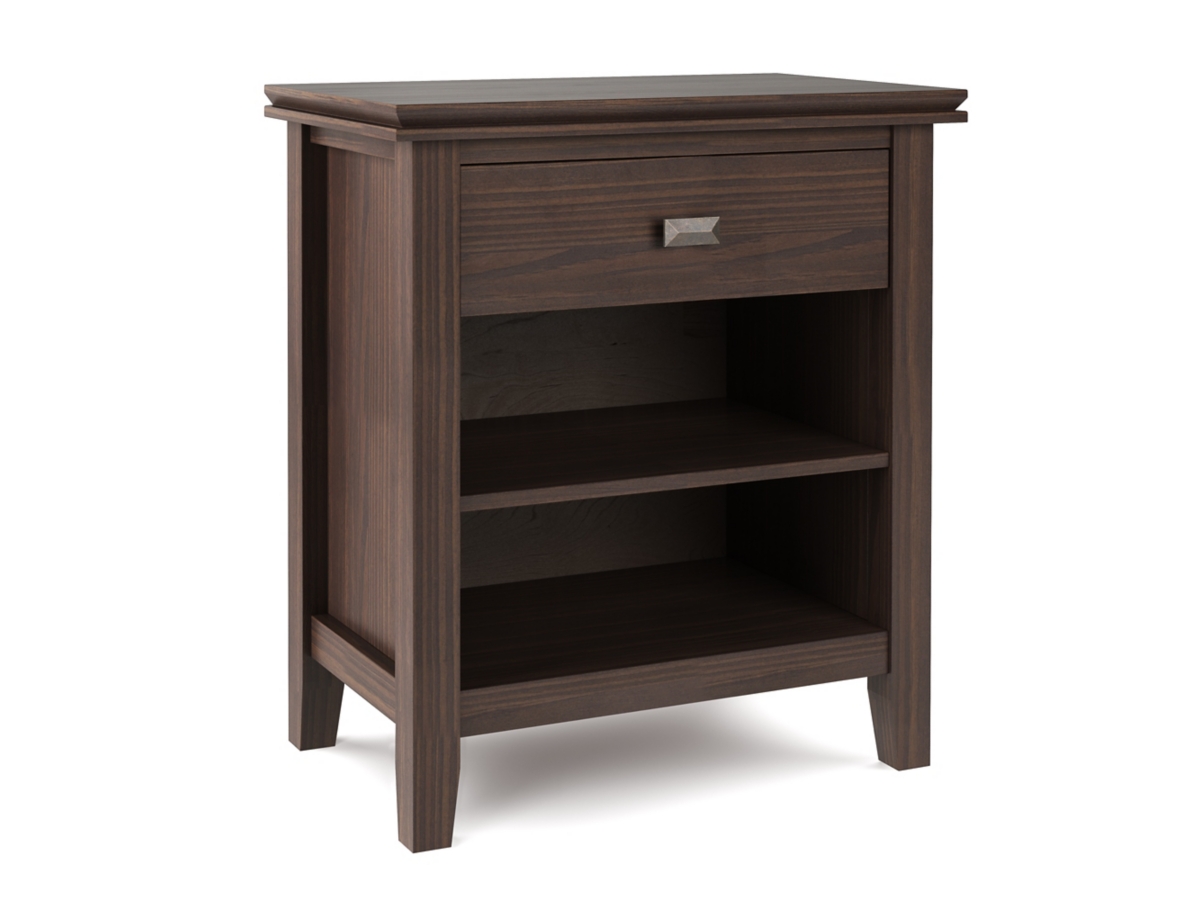 Simpli Home Artisan 24" 1 Drawer Nightstand, Warm Walnut Brown, large