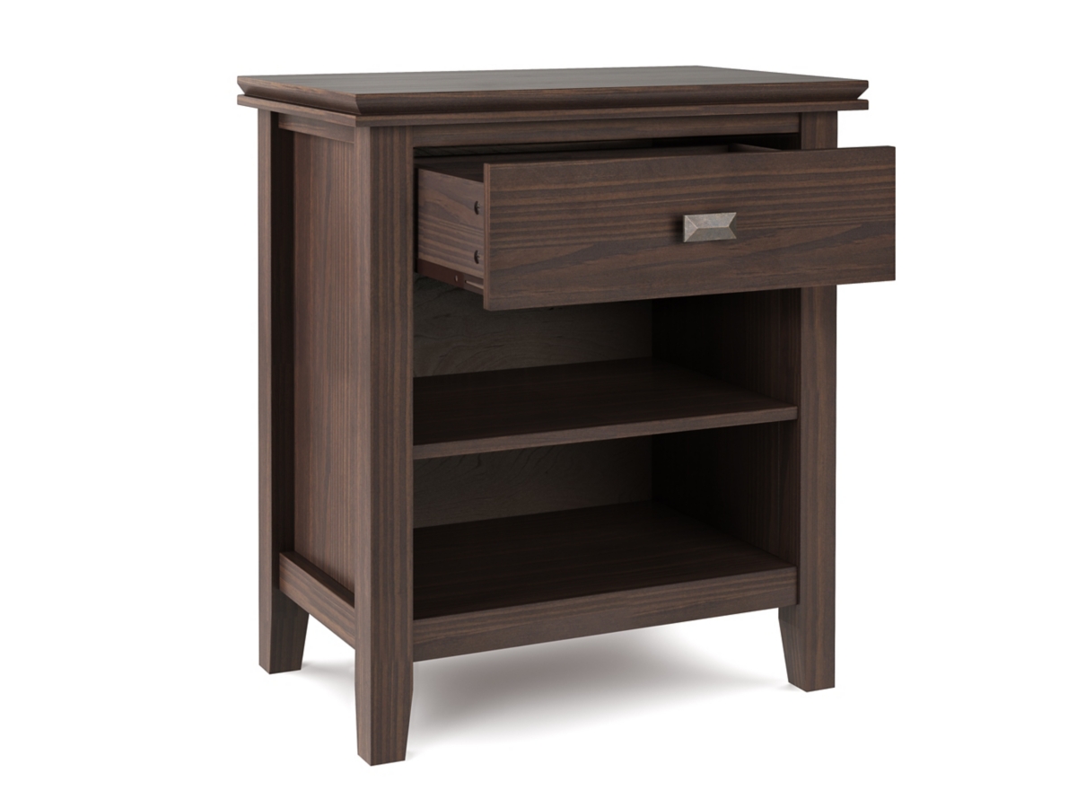 Simpli Home Artisan 24" 1 Drawer Nightstand, Warm Walnut Brown, large