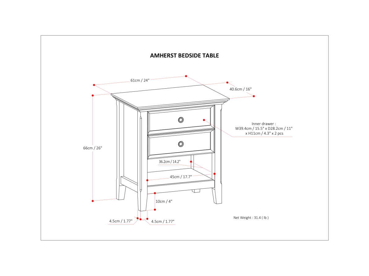 Simpli Home Traditional Nightstand, Brown/Beige, large