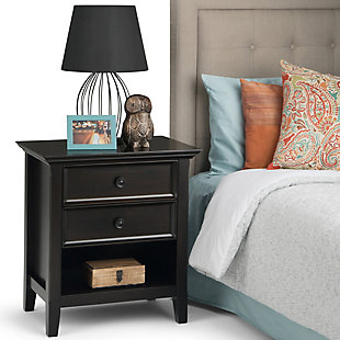 Simpli Home Traditional Nightstand, Brown/Beige, rollover