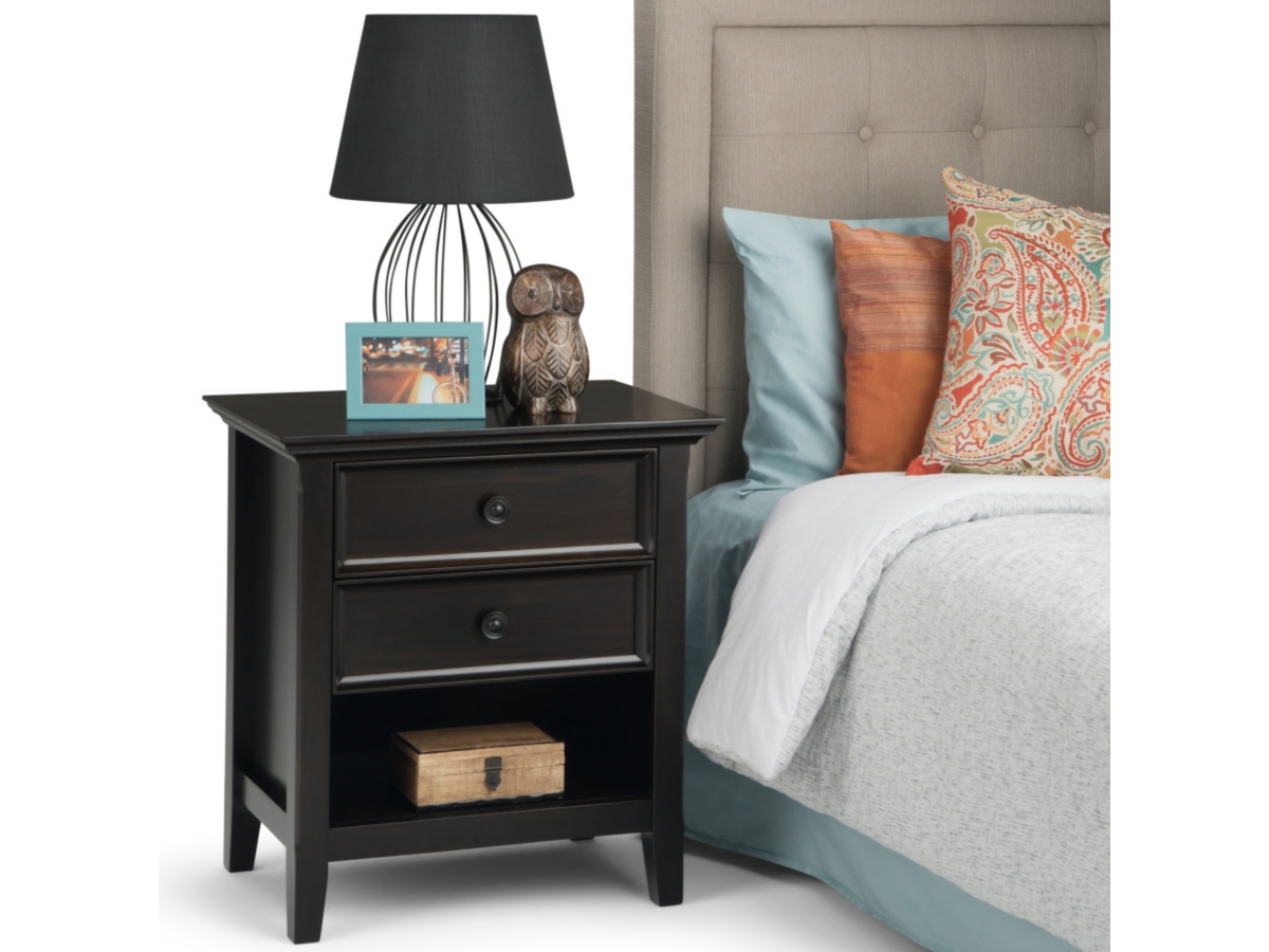 Simpli Home Traditional Nightstand, Brown/Beige, large