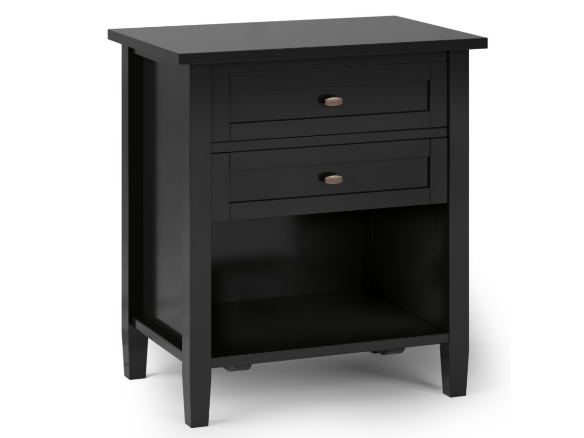 Simpli Home Rustic Nightstand, Black/Gray, large