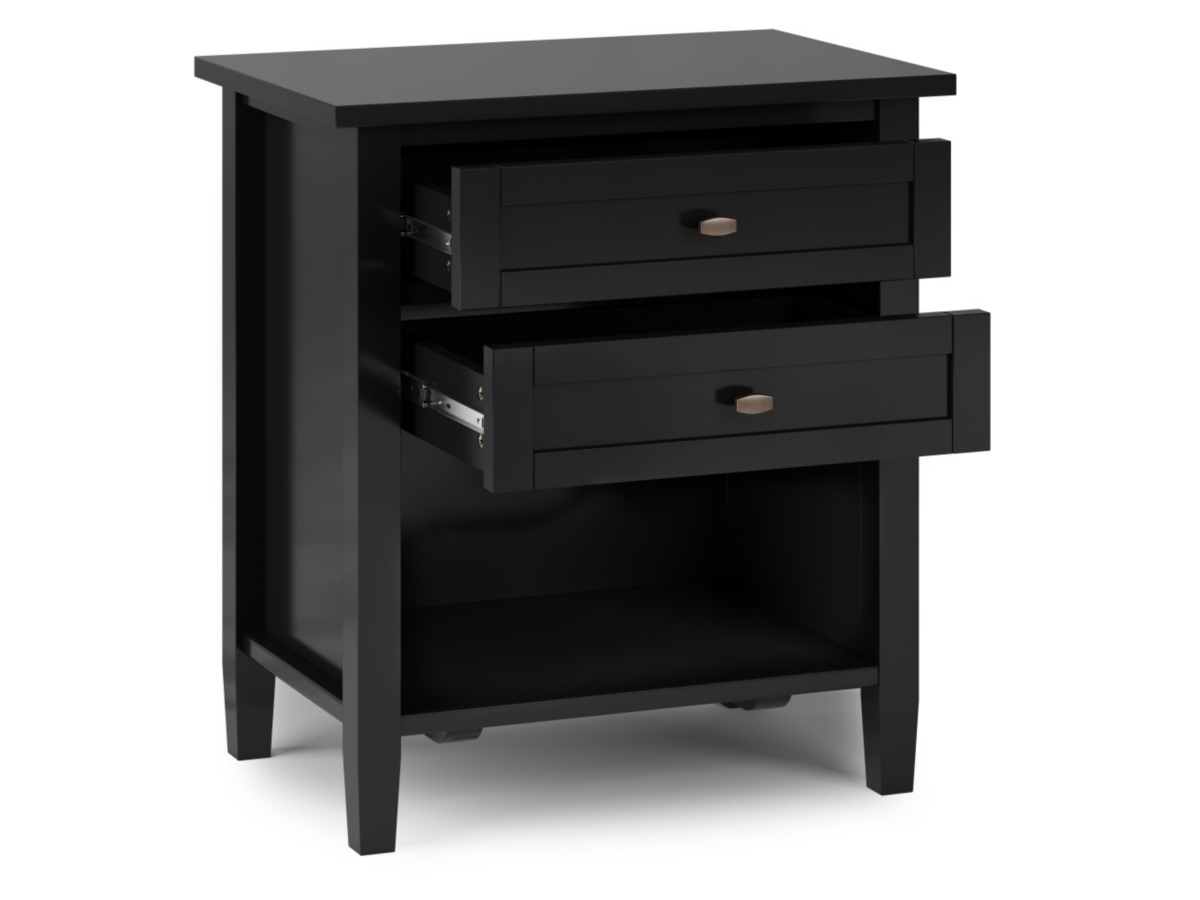 Simpli Home Rustic Nightstand, Black/Gray, large