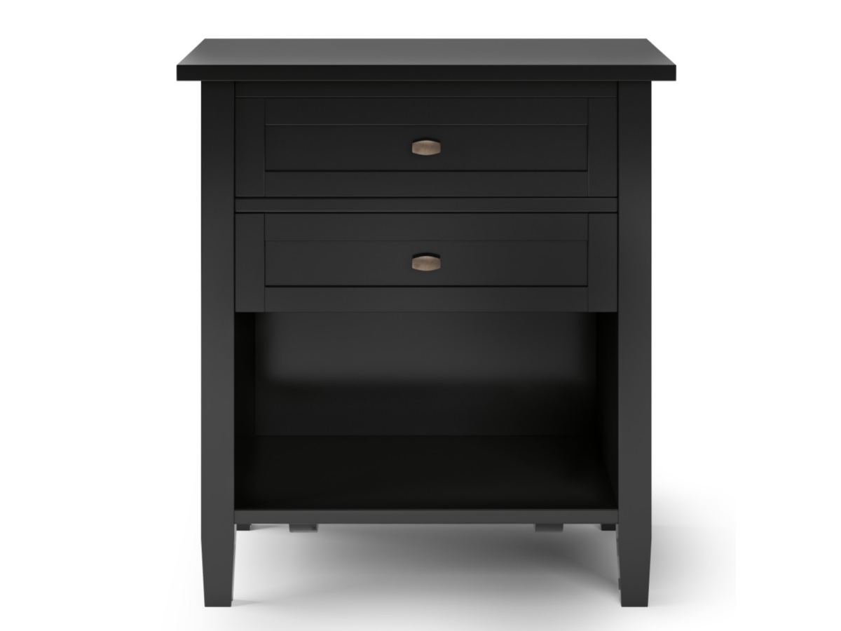 Simpli Home Rustic Nightstand, Black/Gray, large