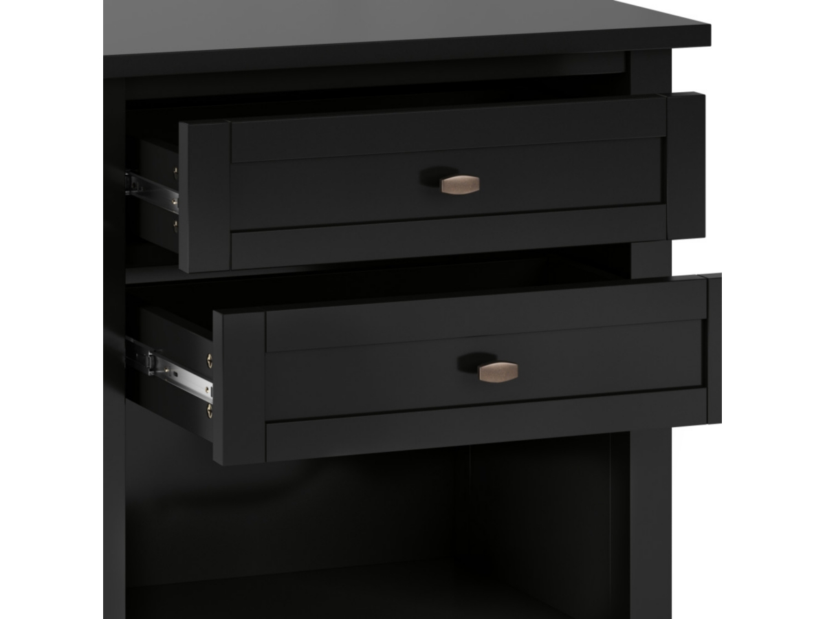 Simpli Home Rustic Nightstand, Black/Gray, large