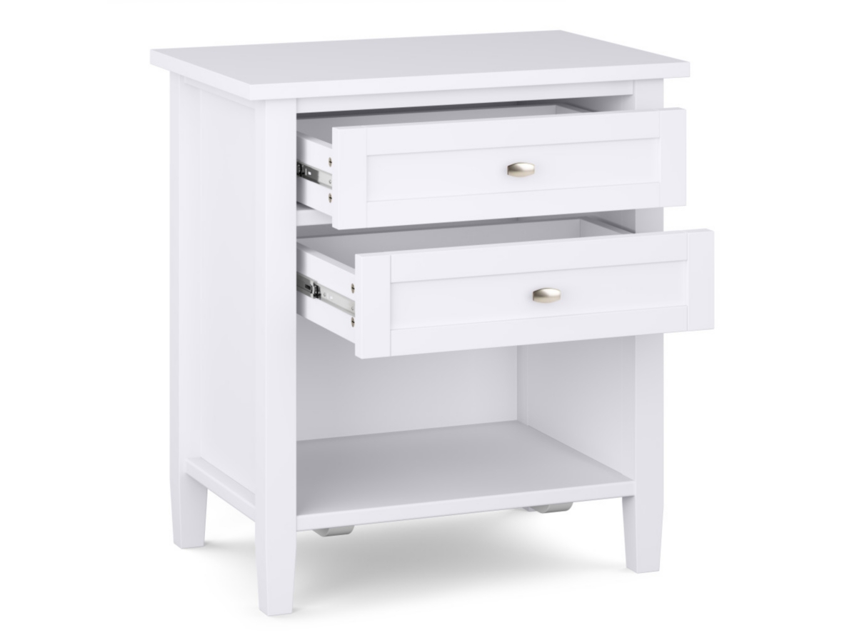 Simpli Home Rustic Nightstand, White, large