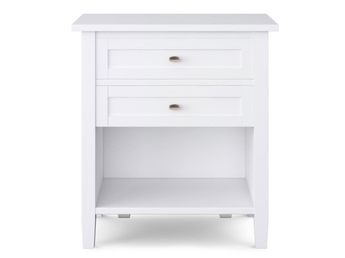 Simpli Home Rustic Nightstand, White, large