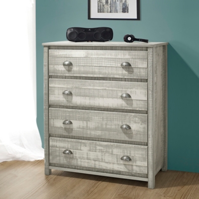 Alaterre Furniture Rustic 4-Drawer Wood Chest of Drawers, Rustic Gray, Rustic Gray, large