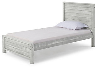 Alaterre Furniture Rustic Panel Wood Twin-size Bed, Rustic Gray, Rustic Gray, large