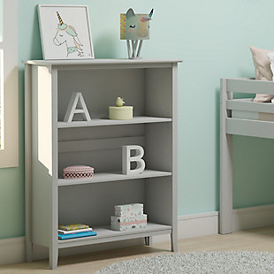 Alaterre Furniture Simplicity 48"H Wood 3-Shelf Bookcase, Dove Gray, , rollover