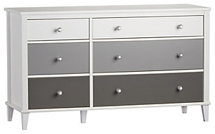 6 Drawer Monarch Hill Poppy Gray and White Dresser, Gray, large