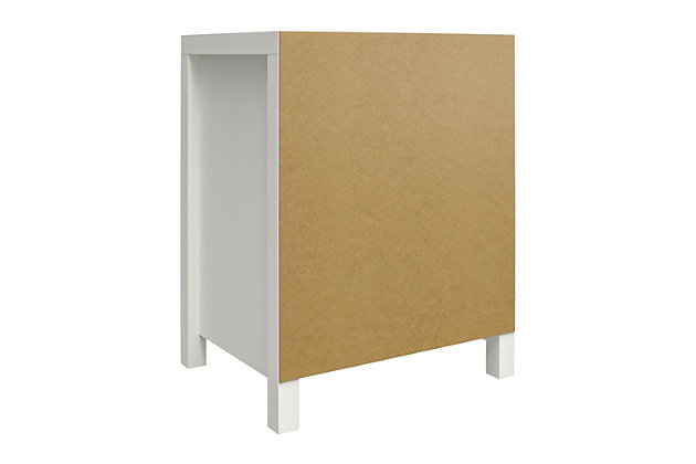 Oh, the thrill of discovery! The unparalleled feeling of victory upon encountering the perfect find, the Little Seeds Monarch Hill Haven White Kids' 1 Drawer Nightstand!  With its classic white finish and beautiful gold drawer pulls, this campaign style nightstand will house your little explorer's night time necessities.  This white nightstand features generous storage space with 1 drawer and an open cubby for precious bed time treasures. The white nightstand meets or exceeds the CPSIA Juvenile testing requirements to ensure your child's safety. Little Seeds not only creates this and many more on trend kids' and teen furniture pieces, we also partner with the National Wildlife Federation's Garden for Wildlife program to help save the Monarch butterfly.Made of painted mdf with gold campaign style handle | 1 drawer with safety stops and open cubby | The top surface can hold up to 40 lbs. And the drawer and cubby can each support up to 25 lbs. | 1 year limited warranty | Assembled dimensions: 25.03”h x 19.68”w x 15.75”d
