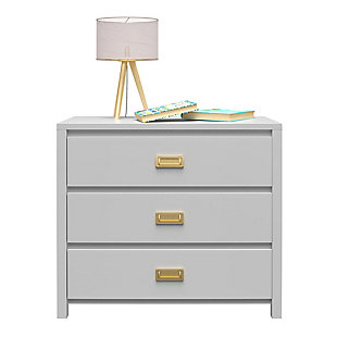 Armed with sorting boxes and laundry baskets, you make your way through your child's bedroom like a jungle adventurer deftly cutting a path with her trusty machete.  If only there was a way to prevent this wasteland of clothes piles from forming!  Enter the Little Seeds Monarch Hill Haven 3 Drawer Dove Grey Kid's Dresser.  With its light grey finish and fashionable gold drawer pulls, this campaign style dresser will be the perfect storage solution for your child or teen's jungle of clothes that even they will enjoy using.  The Little Seeds Monarch Hill Haven 3 Drawer Dove Grey Kid's Dresser features durable metal drawer slides with built-in stops for safety.  If your little one is still in diapers, you can add the optional Changing Table Topper (sold separately) to convert to a changing table dresser.  The kids' dresser meets or exceeds the CPSIA Juvenile testing requirements and includes a wall anchor kit to ensure your child's safety. Little Seeds not only creates this and many more on trend baby and kids' furniture pieces, we also partner with the National Wildlife Federation's Garden for Wildlife program to help save the Monarch butterfly.Made of light grey painted mdf | Pair the kids' dresser with the optional changing table topper (sold separately) to convert to a changing table and remove when your child outgrows it to convert back to a youth dresser | The top surface can hold up to 50 lbs. And each drawer can support up to 35 lbs. | 1 year limited warranty | Assembled dimensions: 31.5”h x 35.75”w x 19.69”d