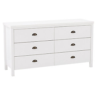 Boston 6 Drawer Dresser, White, large