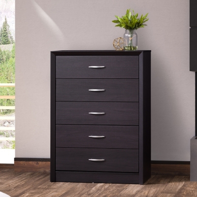 Newport 5 Drawer Tall Dresser, Black