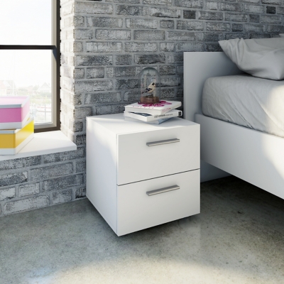 Austin 2 Drawer Nightstand, White, rollover