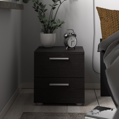 Austin 2 Drawer Nightstand, Black, rollover